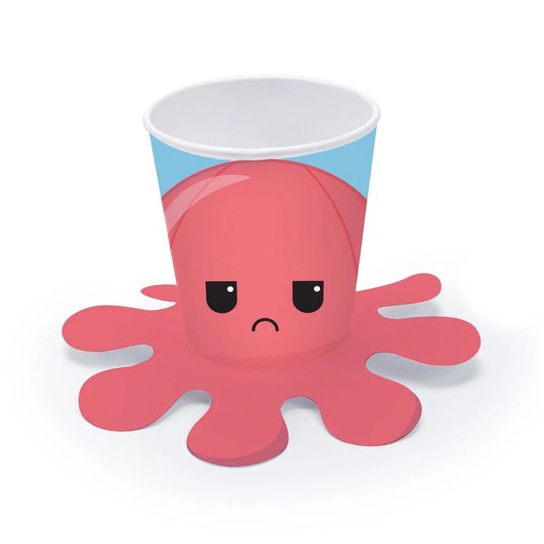 Copo de Papel Cromus Fidget Toys 18cm Polvo Coral 240ml com 8 Unidades