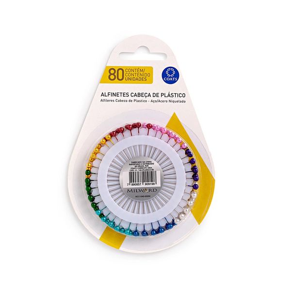 Alfinete Coats Cabeça Plástico com 80 Unidades