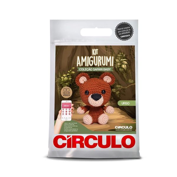 Kit Amigurumi Circulo Safari Baby 01 Urso