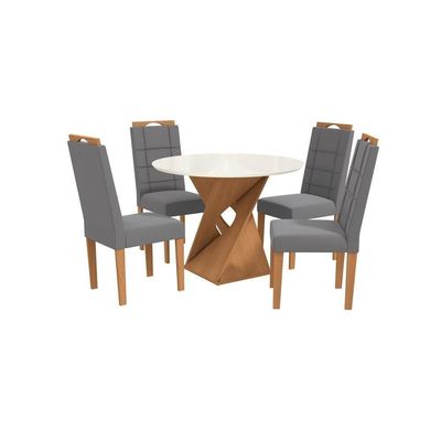 Conjunto Sala De Jantar Luna Kappesberg 4 Cadeiras Veludo Titanio
