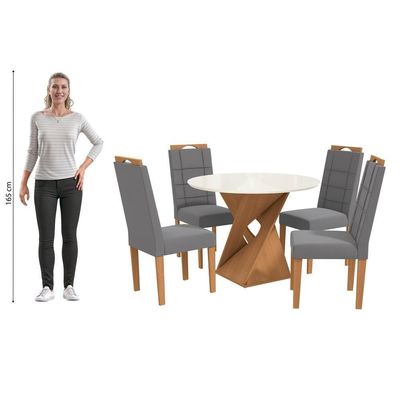 Conjunto Sala De Jantar Luna Kappesberg 4 Cadeiras Veludo Titanio