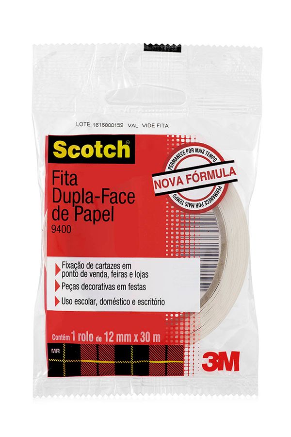 Fita Adesiva Dupla Face Scotch 3M de Papel 12mmx30m