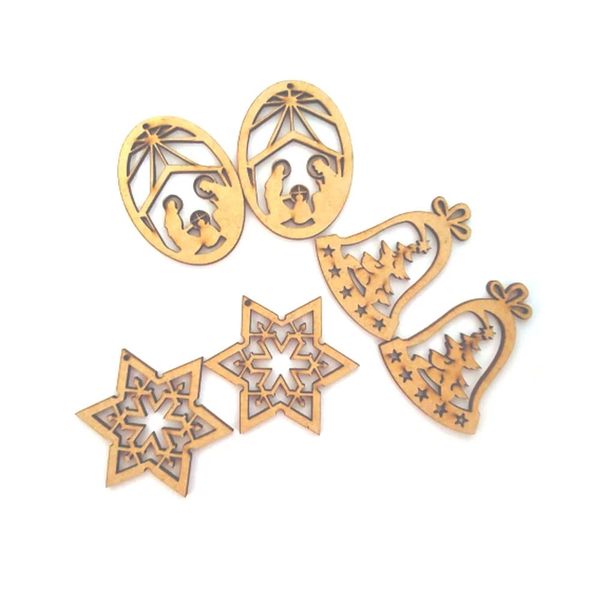 Kit Mdf Rustika Coleção Natal 1 com 6 Unidades 5cm