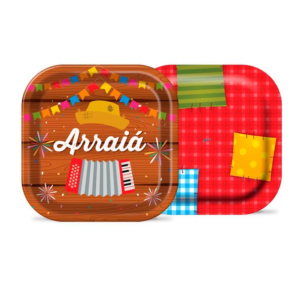 Prato de Papel Descartável Festa Junina Junco com 8 Unidades Prato de Papel Descartável Festa Junina Junco com 8 Unidades