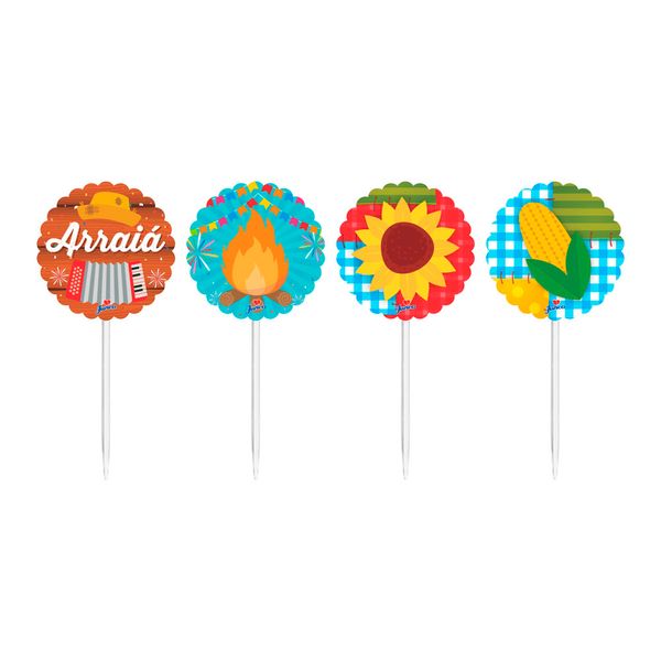 Topper para Doces e Salgados Festa Junina Junco com 8 Unidades