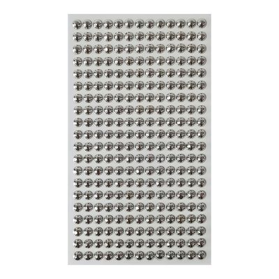 Cartela Pedra Adesiva Meia Perola 6mm Prata Metalizado