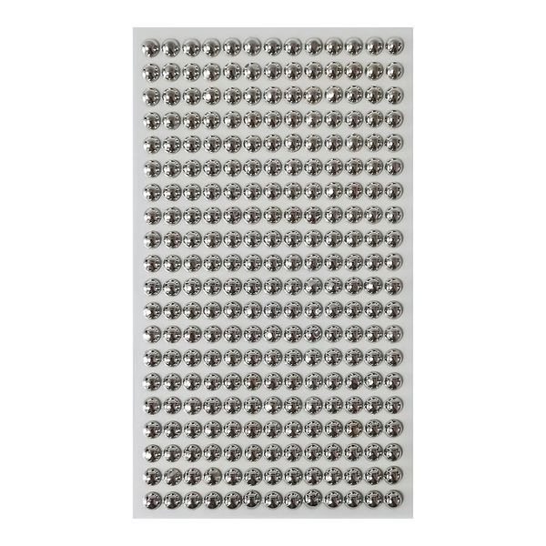 Cartela Pedra Adesiva Meia Perola 6mm Prata Metalizado