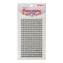 Cartela Pedra Adesiva Meia Perola 6mm Prata Metalizado