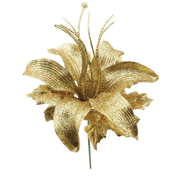 Lírio Yangzi com Glitter Dourado 24cm
