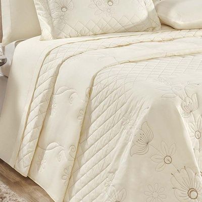 Kit Cobre Leito Mirabello Casal Queen 5 Peças Percal 150 Fios 100% Algodão - Marfim