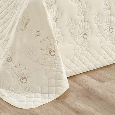 Kit Cobre Leito Mirabello Casal Queen 5 Peças Percal 150 Fios 100% Algodão - Marfim