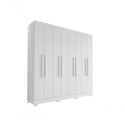 Guarda Roupa Casal Porto 8 Portas 4 Gavetas Com Cômoda Sapateira Sevilha E Armário Multiuso 2 Portas 2000191 Branco Tx