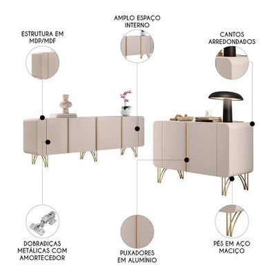 Balcão Aparador Buffet Piacente E Benvy H01 Off White - Mpozenato