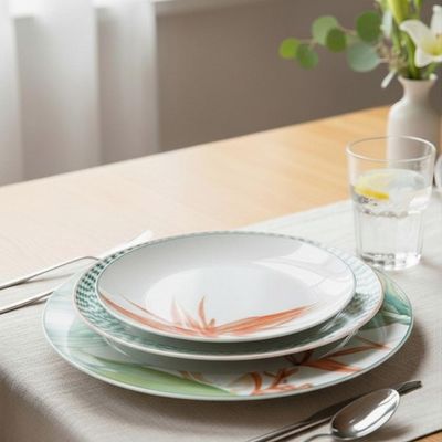 Aparelho de Jantar Chá e Café Vista Alegre Fiji em Porcelana 42 Peças: O Luxo Tropical Completo para sua Mesa