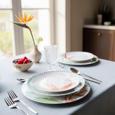 Aparelho de Jantar Chá e Café Vista Alegre Fiji em Porcelana 42 Peças: O Luxo Tropical Completo para sua Mesa