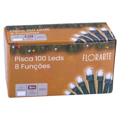 Pisca Pisca Led Florarte com 100 Lâmpadas 8m Branco 220V