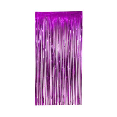 Cortina de Franja Decorativa Silver Festas Metalizada Rosa 100x200cm