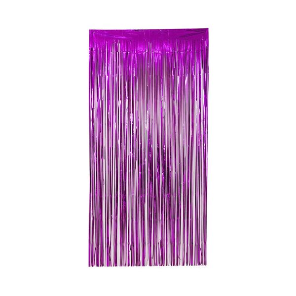 Cortina de Franja Decorativa Silver Festas Metalizada Rosa 100x200cm