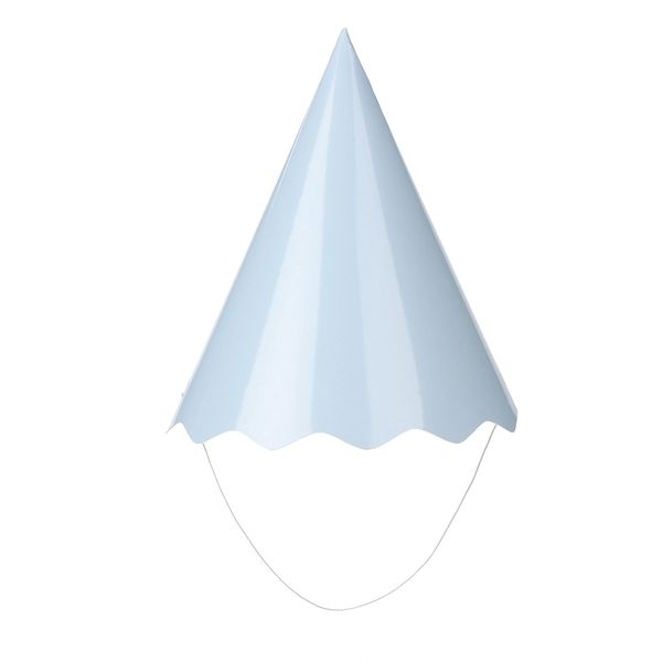 Chapéu de Aniversário Silver Liso Azul Bebê com 8 Unidades