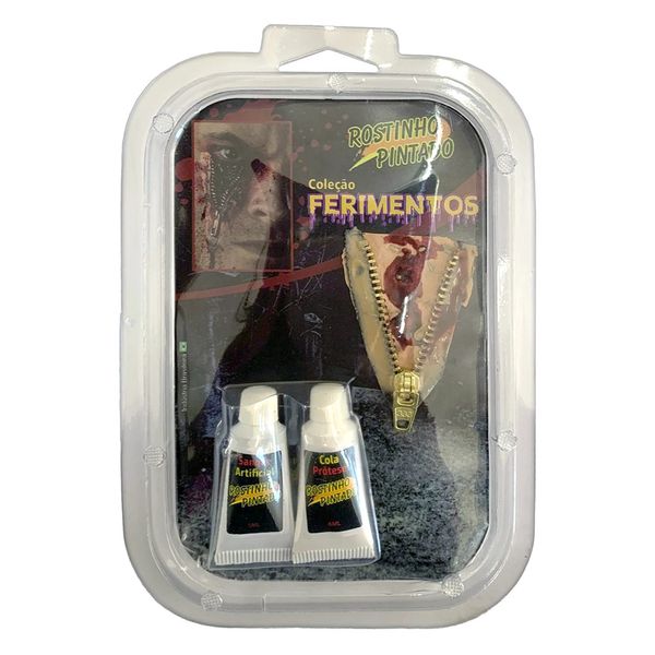 Kit Ferimento Falso Zíper Rostinho Pintado