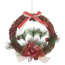 Guirlanda de Natal Flor Arte Vermelha 24cm