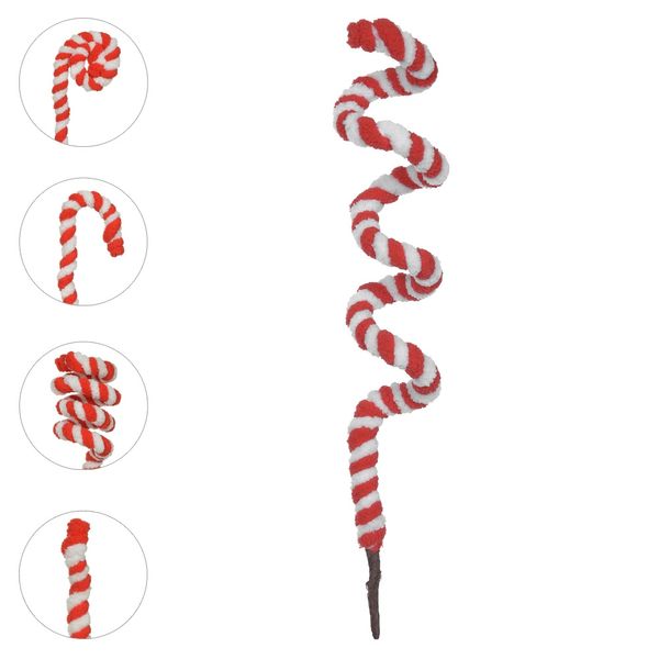 Enfeite Natalino Flor Arte Haste Retorcida Candy Vermelho e Branco 40cm Enfeite Natalino Flor Arte Haste Retorcida Candy Vermelho e Branco 40cm