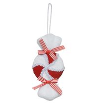 Enfeite de Natal Flor Arte Bombom Vermelho e Branco 16cm