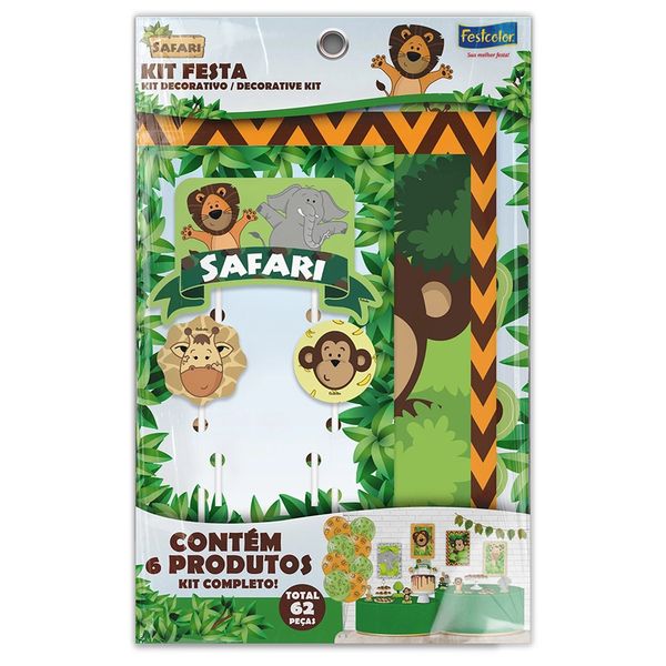 Kit Festa Festcolor Safari 62 Peças Kit Festa Festcolor Safari 62 Peças