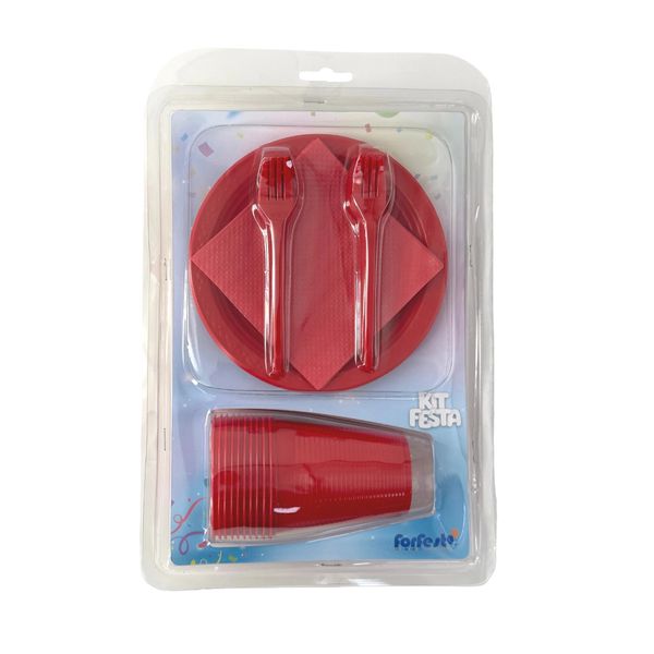 Kit Festa Descartáveis Forfest Vermelho com 40 Unidades Kit Festa Descartáveis Forfest Vermelho com 40 Unidades