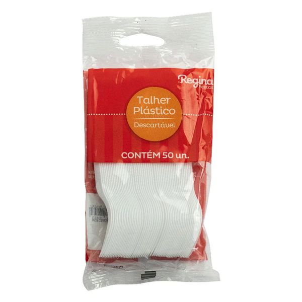 Garfo Descartável Plástico Regina Branco 50 Unidades