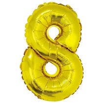 Balão Metalizado Silver Festas com Suporte Dourado 16" Número 8