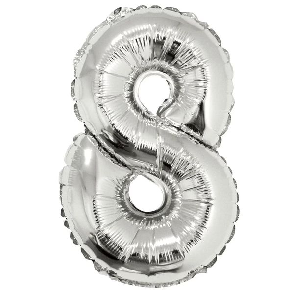 Balão Metalizado Silver Festas com Suporte Prateado 16