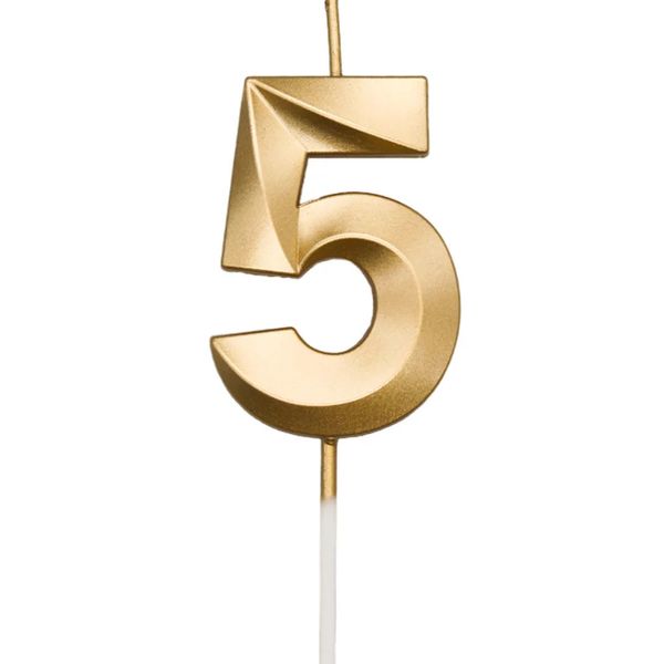 Vela Mini Design Silver Festas Dourada Número 5