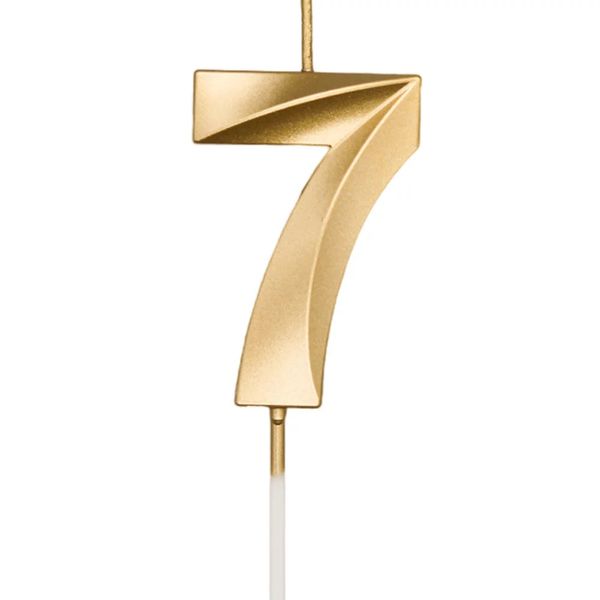 Vela Mini Design Silver Festas Dourada Número 7 Vela Mini Design Silver Festas Dourada Número 7