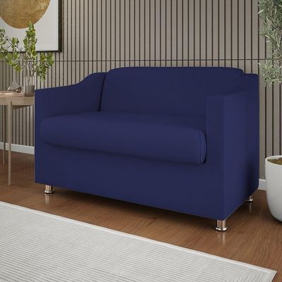 Sofá Namoradeira 2 Lugares Tilla Sala De Espera – Balaqui Decor Cor:azul Marinho