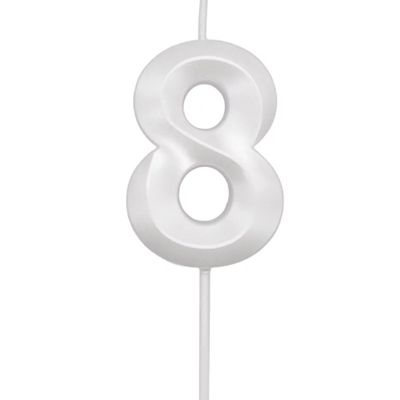Vela Mini Design Silver Festas Branca Perolada Número 8