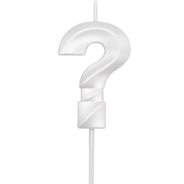 Vela Mini Design Silver Festas Branca Perolizada Interrogação