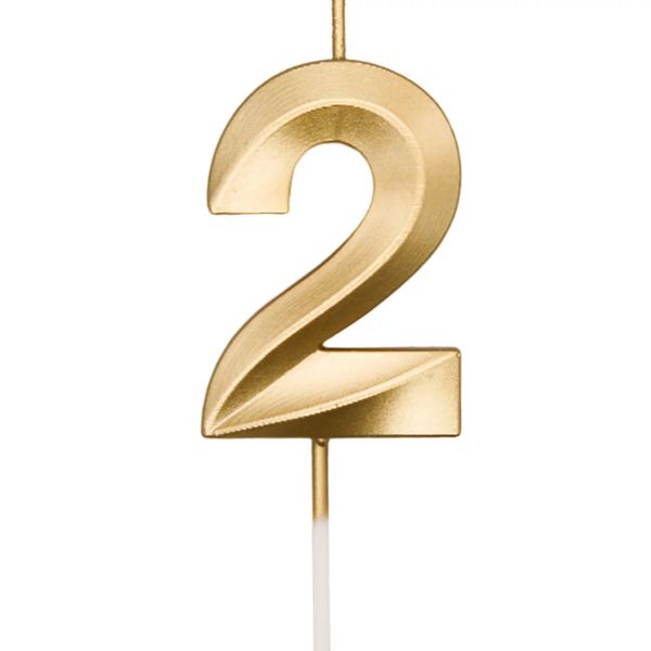 Vela Mini Design Silver Festas Dourada Número 2 Vela Mini Design Silver Festas Dourada Número 2