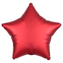 Balão Estrela Cromado Silver Festas com Suporte Vermelho 18"