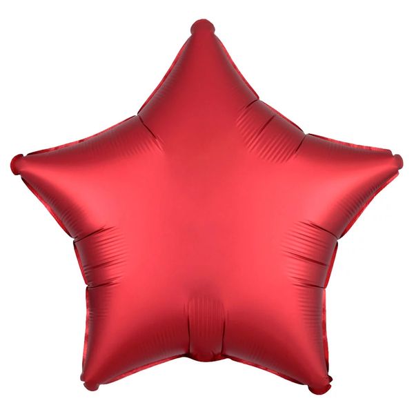 Balão Estrela Cromado Silver Festas com Suporte Vermelho 18