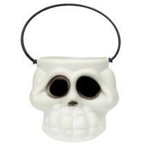Balde Cabeça de Esqueleto Halloween Brasilflex Branco 8x7,5cm