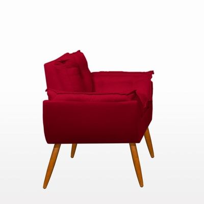 Kit 02 Poltronas + Namoradeira + Puff Opala Balaqui Decor Vermelho
