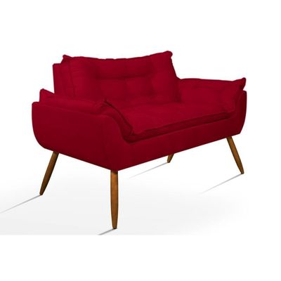 Kit 02 Poltronas + Namoradeira + Puff Opala Balaqui Decor Vermelho