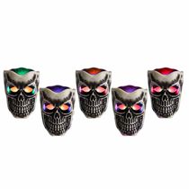 Enfeite Caveira com Luz Halloween Brasilflex Olhos Coloridos