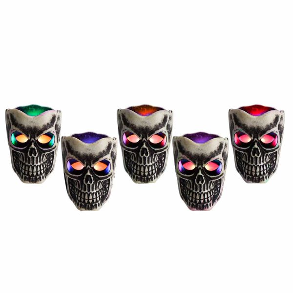 Enfeite Caveira com Luz Halloween Brasilflex Olhos Coloridos Enfeite Caveira com Luz Halloween Brasilflex Olhos Coloridos