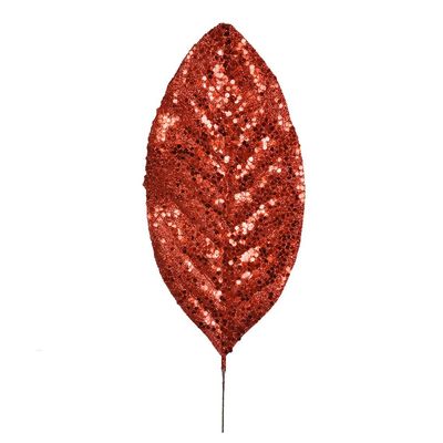 Folha De Magnolia Com Glitter Vermelho