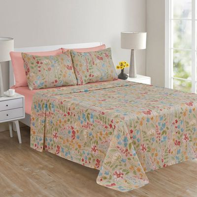 Jogo de Cama Casal Cazzal Ivory Floral Microfibra 4 Peças Estampado - Item Sortido