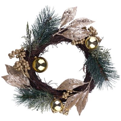 Guirlanda Folhas Pinha E Berries Dourado