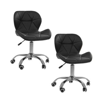 Kit 02 Cadeiras Office Eiffel Slim Ajustável Oficial Preto
