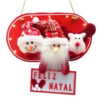 Placa Trio Bonecos Natalino Vm C/ Led 28Cm X 30Cm